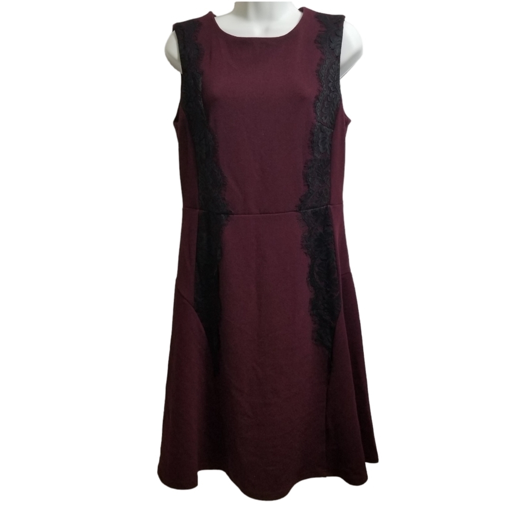 Jessica Burgundy and Black Lace Dress Size 8